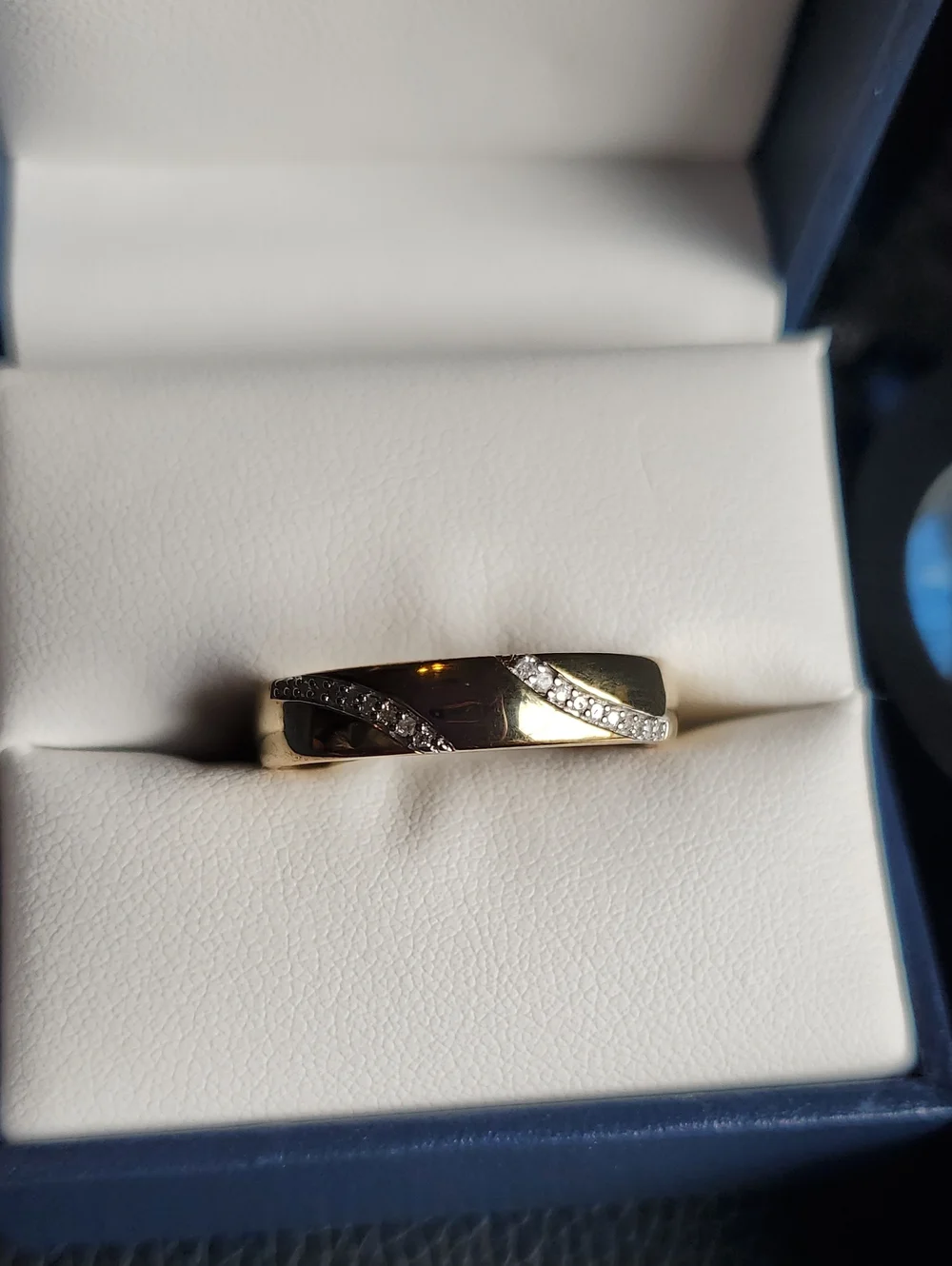 Size 11 Diamond Gold over 925 Band Ring with Pave Diamond Swirl